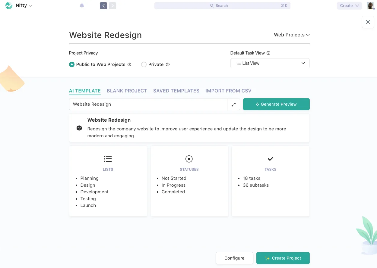 Screenshot illustrating Automate Projects