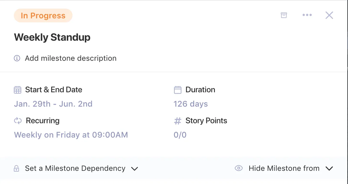 Set recurring milestones