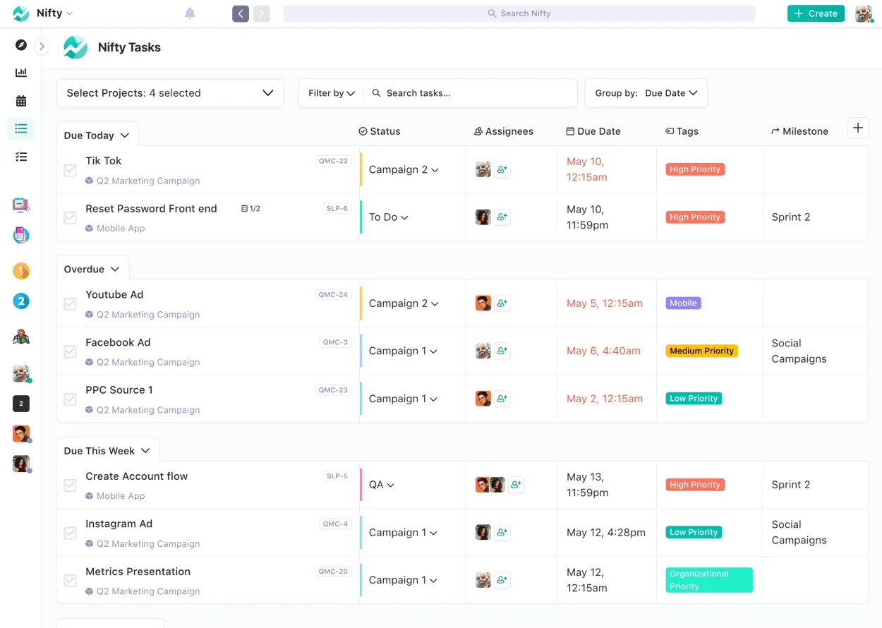 Screenshot illustrating All Tasks